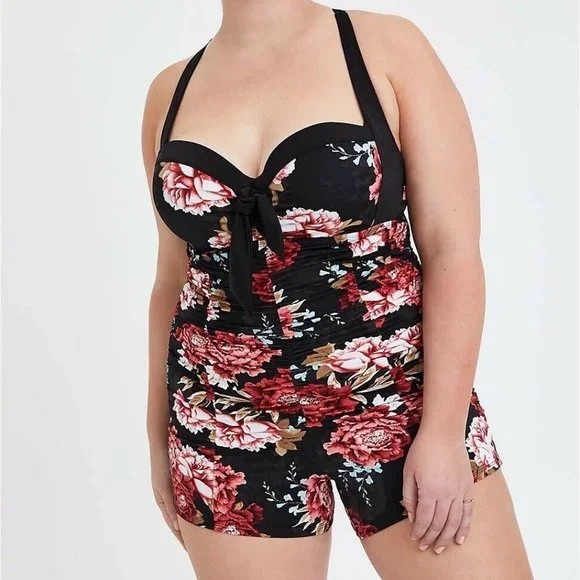 torrid Other - NWOT Torrid Black and Red Floral Swimsuit